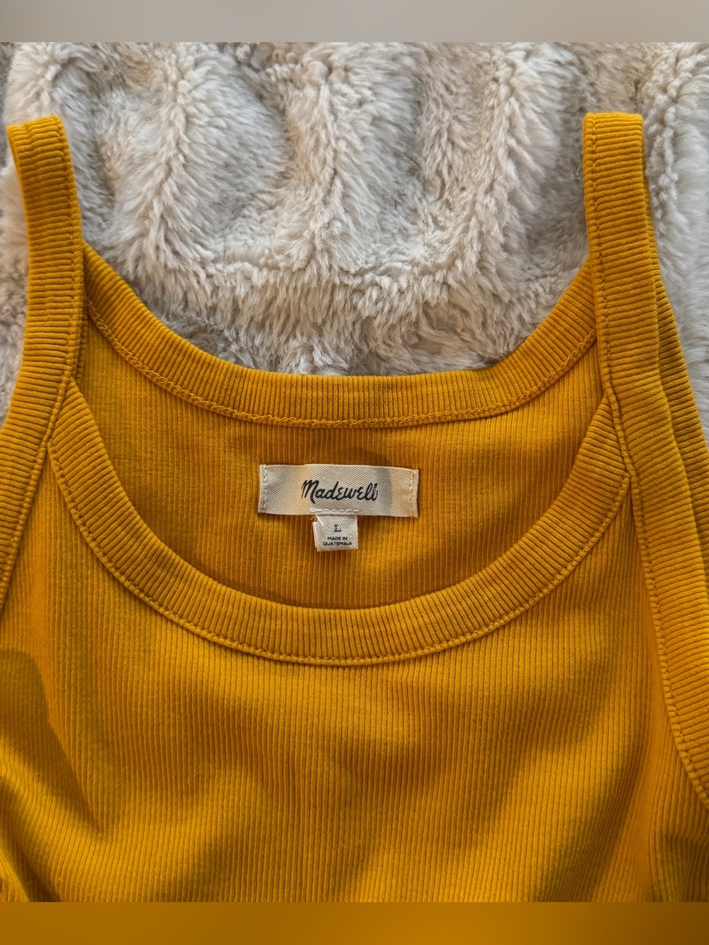 Madewell Mustard Yellow Ribbed Scoop Neck Tank Top Size L